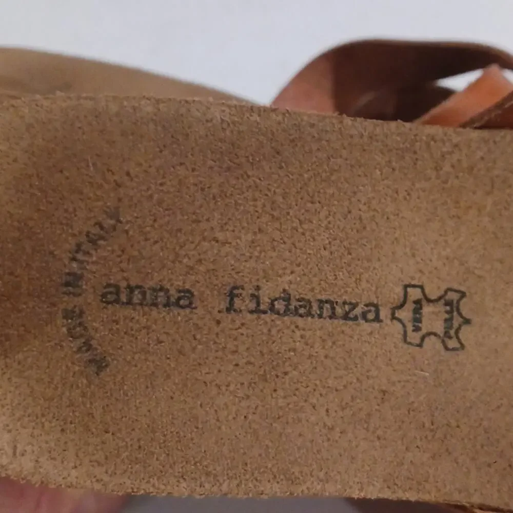 Anna Fidanza Tan Leather Cork Wedge Anthropologie sz 39